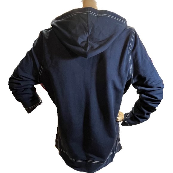 LIZ & CO. NAVY BLUE LONG SLEEVE PULL OVER HOODIE NWT SIZ XL - Picture 3 of 7